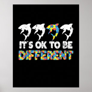 Autistisch Het is oké om een ander Shark Silhouet Poster