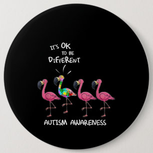 Autistisch Het is oké om een andere Flamingo Puz Ronde Button 6,0 Cm