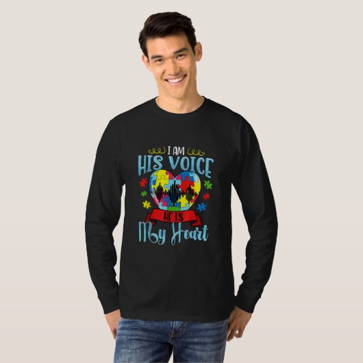 Autistisch | Ik ben zijn stem en hij is mijn hartp T-shirt (Voorkant volledig)
