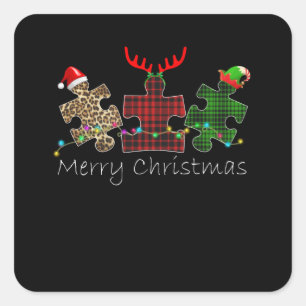 Autistisch   Kerst-autisme Puzzle Piece Vierkante Sticker