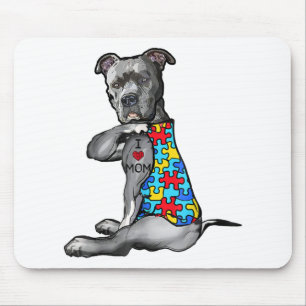 Autistisch   Kol Pitbull I Love Mam Autism Puzzle Muismat