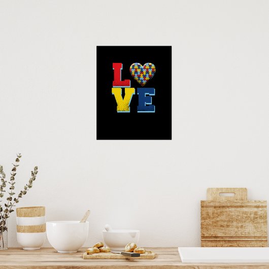 Autistisch | Love Autism Puzzle Piece Poster (Keuken)