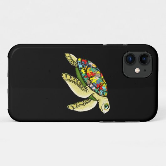 Autistisch |Zee Turtle Puzzle Piece Autisme Awaren Case-Mate iPhone Case (Achterkant (horizontaal))