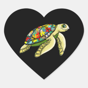Autistisch Zee Turtle Puzzle Piece Autisme Awaren Hart Sticker