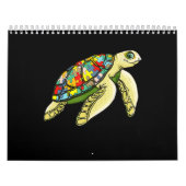 Autistisch |Zee Turtle Puzzle Piece Autisme Awaren Kalender (Hoes)
