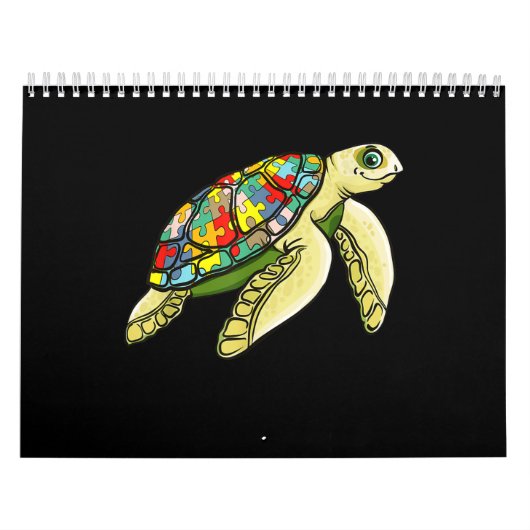 Autistisch |Zee Turtle Puzzle Piece Autisme Awaren Kalender (Hoes)
