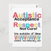 Autistische acceptatie respecteren niet zuiver briefkaart (Voorkant / Achterkant)