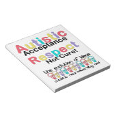 Autistische acceptatie respecteren niet zuiver notitieblok (Schuin)