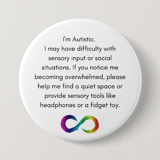 Autistische accommodatie-Button Ronde Button 7,6 Cm (Voorkant)