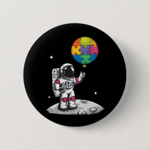 Autistische Astronaut Ballon Ruimte Autisme Bewust Ronde Button 5,7 Cm