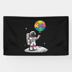 Autistische Astronaut Ballon Ruimte Autisme Bewust Spandoek