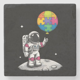 Autistische Astronaut Ballon Ruimte Autisme Bewust Stenen Onderzetter
