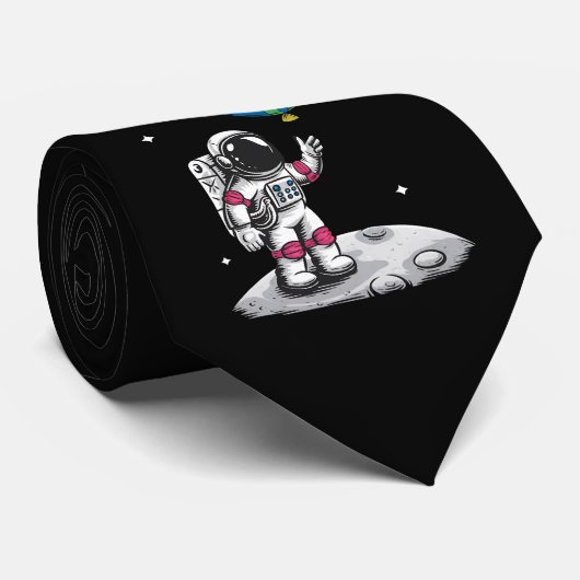 Autistische astronaut ballon ruimte Autisme Bewust Stropdas (Opgerold)