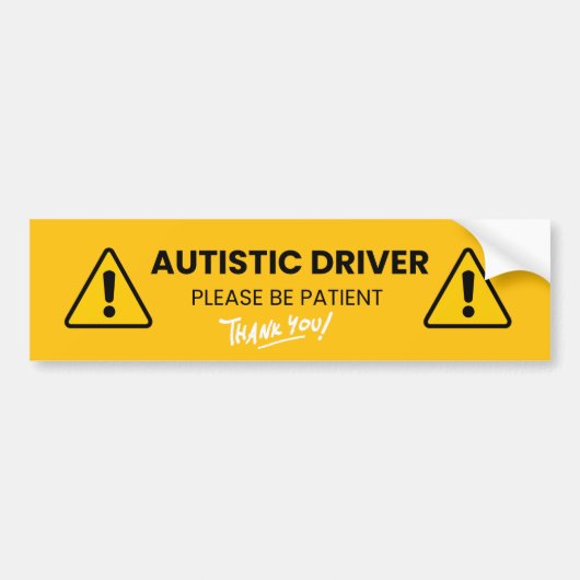 Autistische bestuurder wees geduldig autisme bewus bumpersticker (Voorkant)