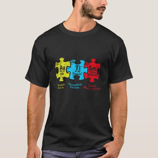 Autistische bewustmakingsmaandelementen Periodieke T-shirt (Voorkant)