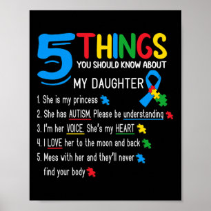 Autistische dochter Autisme bewustzijn Steun Moede Poster