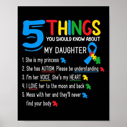 Autistische dochter Autisme bewustzijn Steun Moede Poster (Voorkant)