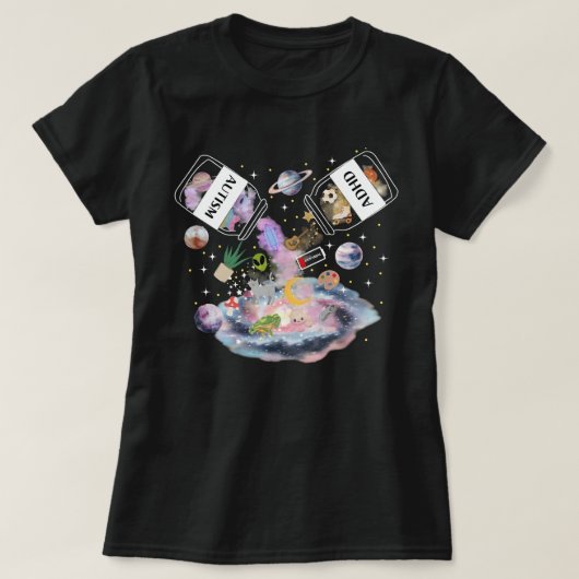 Autistische en ADHD neurodiversiteit T-shirt (Design voorkant)