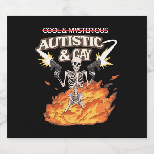 Autistische en homoseksuele skelet grappig autisme bier etiket (Enkel label)