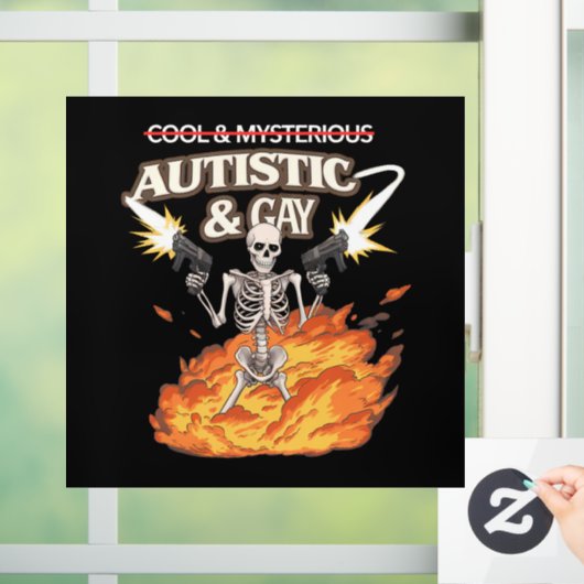 Autistische en homoseksuele skelet grappig autisme raamsticker (Huis)