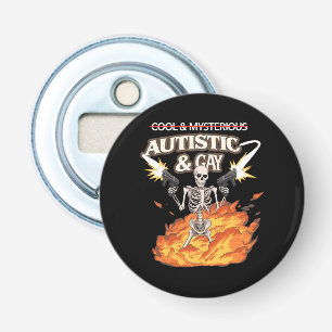 Autistische en Homoseksuele Skelet Grappige Autism Button Flesopener