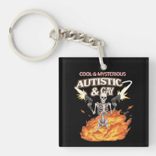 Autistische en Homoseksuele Skelet Grappige Autism Sleutelhanger