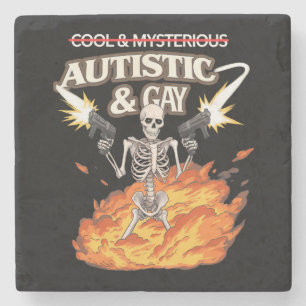Autistische en Homoseksuele Skelet Grappige Autism Stenen Onderzetter