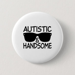 Autistische en knappe grappige Autisme Bewustzijn Ronde Button 5,7 Cm