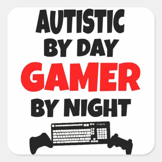 Autistische gamer vierkante sticker (Voorkant)