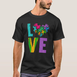 Autistische Kinder puzzelstukjes Hart Love Autism  T-shirt