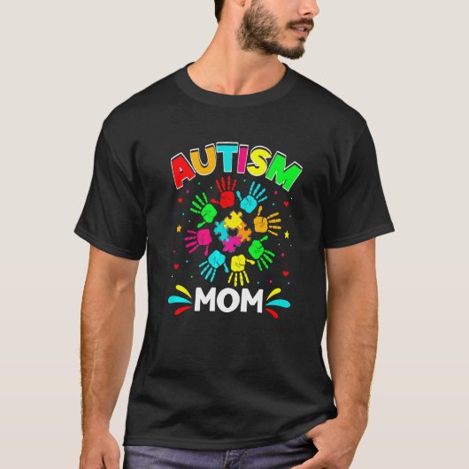 Autistische mam Puzzle Support Family Autism Aware T-shirt (Voorkant)