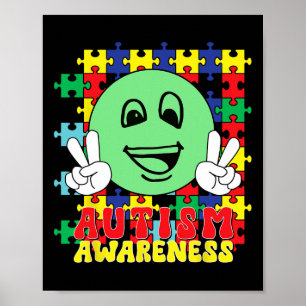 Autistische puzzelstukken Glimlach Gezicht Autisme Poster