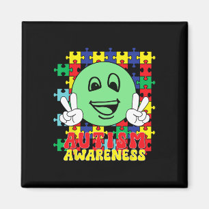 Autistische Puzzelstukken Smile Face Autismebewust Magneet
