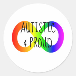 Autistische & Trotse Regenboog Infinity Neurodiver Ronde Sticker