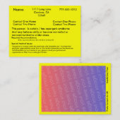 Autistische waarschuwingskaart V2 Visitekaartje (Voorkant / Achterkant)