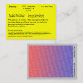 Autistische waarschuwingskaart visitekaartje (Voorkant / Achterkant)