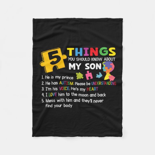 Autistische Zoon Autisme Awareness Ondersteuning V Fleece Deken (Voorkant)