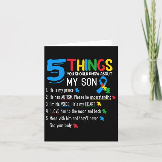 Autistische Zoon Autisme Awareness Ondersteuning V Kaart (Voorkant)