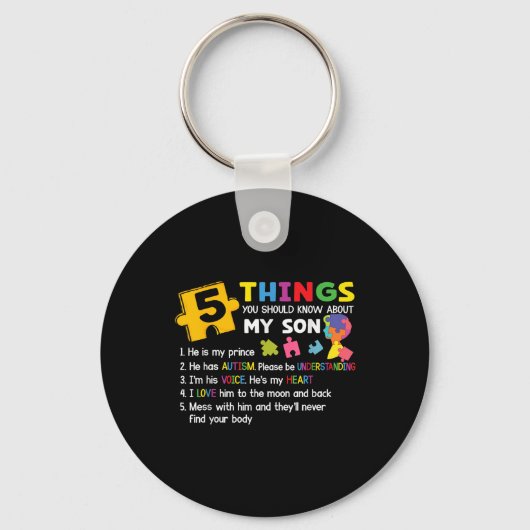 Autistische Zoon Autisme Awareness Ondersteuning V Sleutelhanger (Voorkant)