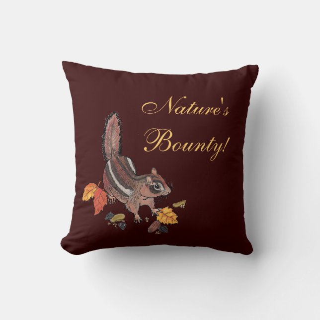 Autmn Chipmunk~natuur bounty pillow Kussen (Voorkant)