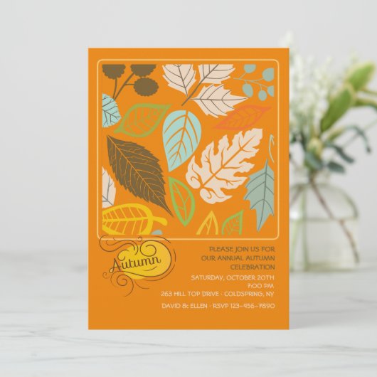 Autmn Square Invitation Kaart (Staand voorkant)