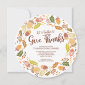 Autmn Wreath geeft Bedankt Thanksgiving Dinner Kaart (Voorkant)