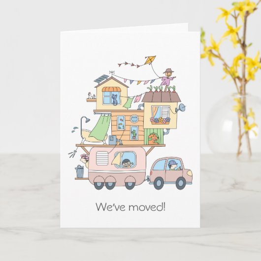 Auto aanhangwagen Nieuw adres aankondiging blanco (Gele Bloem)