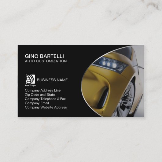 Auto Aanpassing Gele Auto Automobiel Visitekaartje (Voorkant)