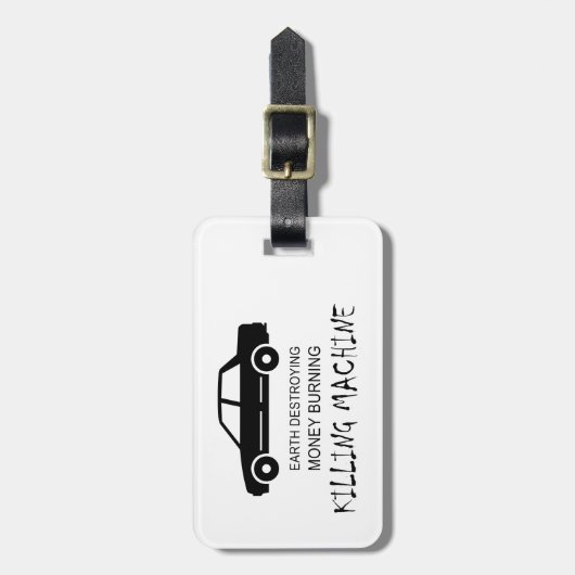 Auto Aarde vernietigt geldverbrandingmachine Bagagelabel (Voorkant verticaal)