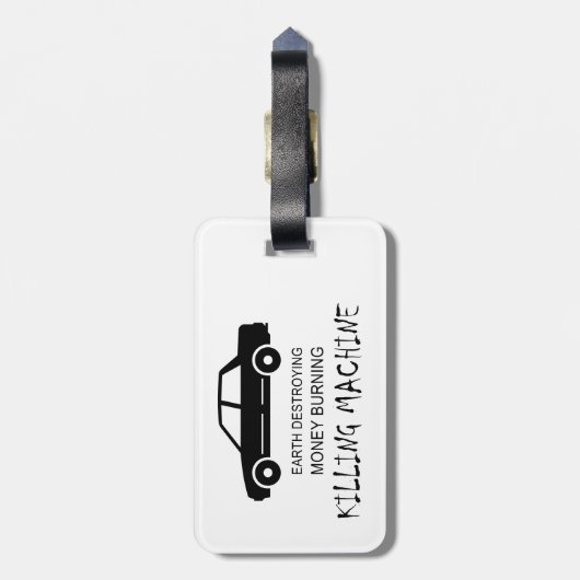 Auto Aarde vernietigt geldverbrandingmachine Bagagelabel (Achterkant verticaal)