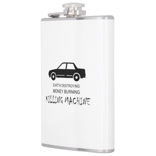 Auto Aarde vernietigt geldverbrandingmachine Heupfles (Links)