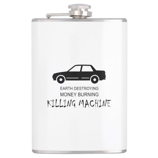 Auto Aarde vernietigt geldverbrandingmachine Heupfles (Voorkant)