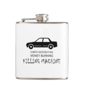 Auto Aarde vernietigt geldverbrandingmachine Heupfles (Voorkant)