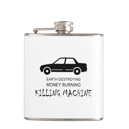 Auto Aarde vernietigt geldverbrandingmachine Heupfles (Voorkant)